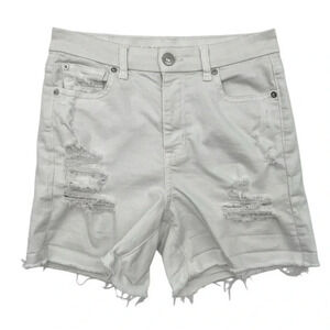 American Eagle Curvy High Rise White Distressed Shortie Shorts Size 2